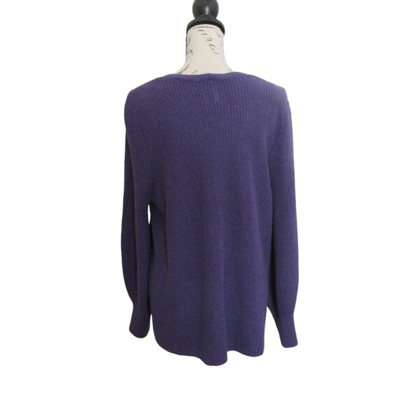 🔥HP🔥 NIC+ZOE Shaker Stitch Cotton Blend Crewneck Sweater, Fig, XL - NWOT - Picture 5 of 7